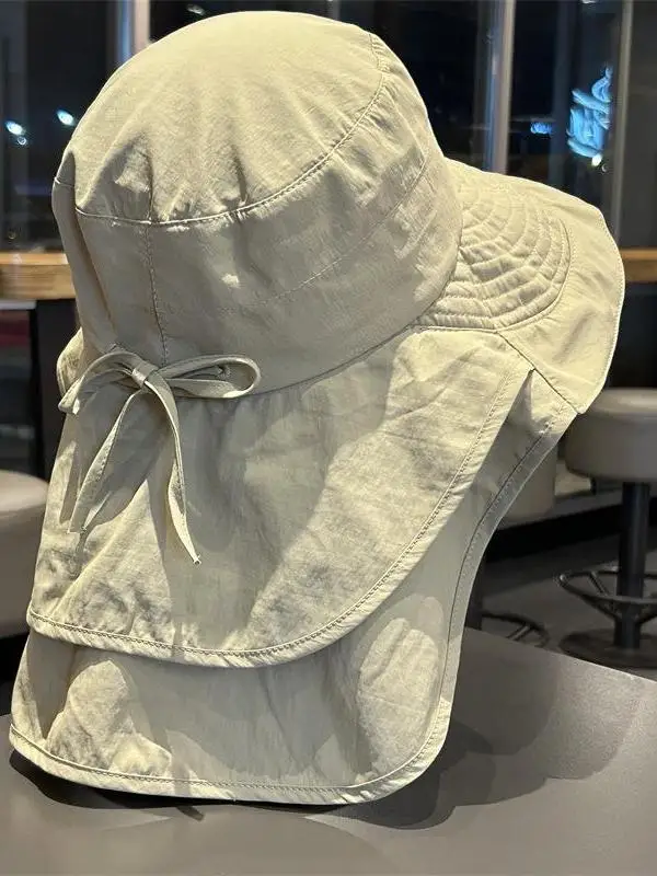 قبعة شمسية أصلية من سي سي بحافة كبيرة للحماية من الأشعة فوق البنفسجية، قبعة صيفية للنساء لحماية الرقبة، قبعة صيد للرحلات الخا... #5