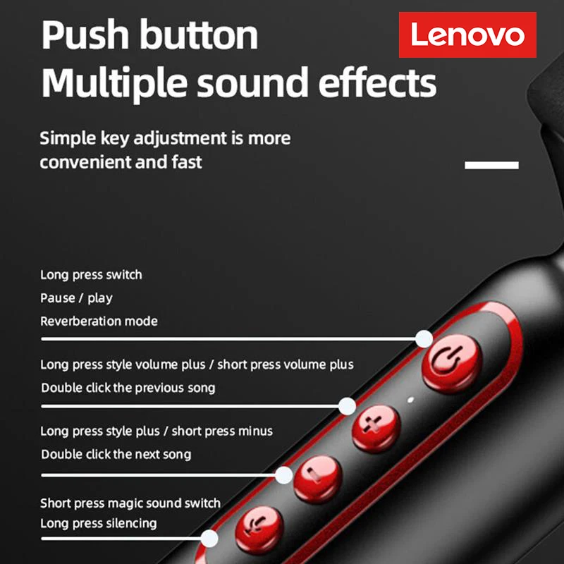 Lenovo M1 micrófono de mano inalámbrico Bluetooth, artefacto de Karaoke de calidad de sonido HIFI, teléfono móvil portátil para el hogar