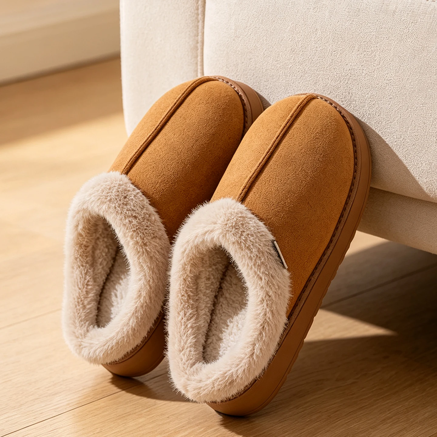 Gemütliche Plüsch-Herrenhausschuhe für den Winter, warm, dick, mit Fleece gefüttert, rutschfest, für den Innenbereich, weiche, rutschfeste, bequeme Hausschuhe für den Außenbereich – Detail 5