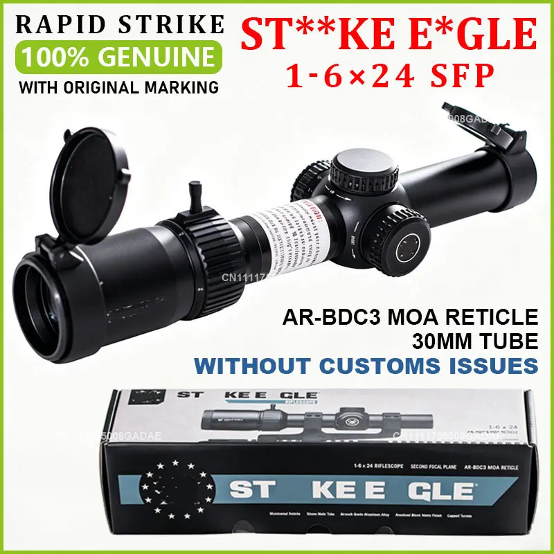 

Оригинальный прицел VT STAKE EAGLE 1-6×24 SFP (вторая фокальная плоскость) AR-BDC3 (MOA) с подсветкой прицельной сетки, трубка 30 мм, SE-1624-2