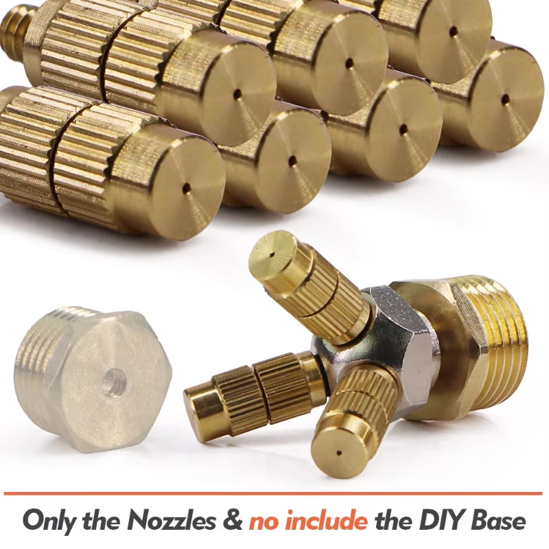 Mist Nozzle Brass Low Pressure Adjustable 3/16 for Humidification Irrigation Dust Suppression Farm Cooling