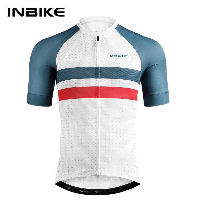 INBIKE Summer Bicycle Short Sleeve Man Breathable MTB Cycling Jersey Clothing Men's Road Bike Riding T-Shirts with Rear Pockets