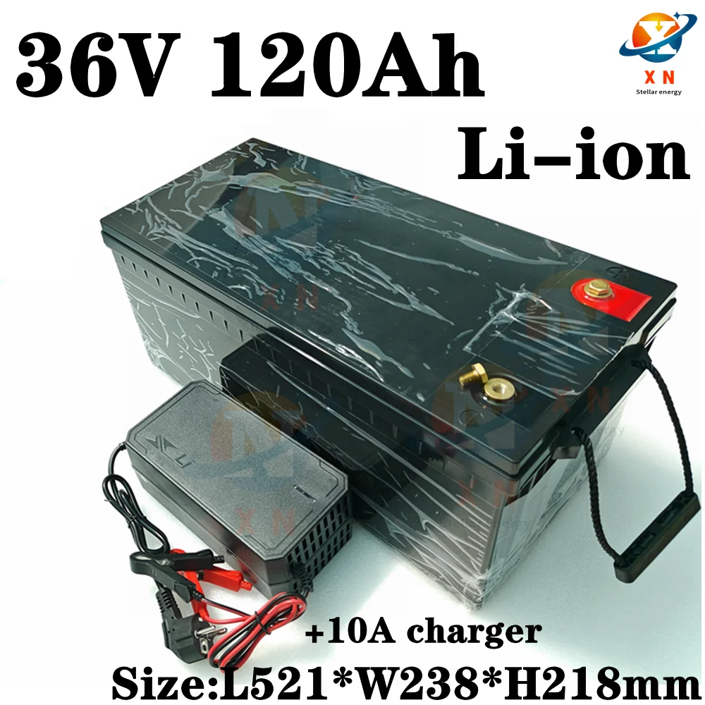 waterproof 36v 120ah lithium ion battery 100A BMS li ion for 3500W 1500w inverter scooter golf cart ATV RV +10A charger