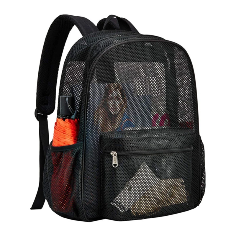 2024 New Fashion Women Transparent Backpacks Mesh Backpack for Boys and Girls Light Weight Rucksack Travel Black Student Bag