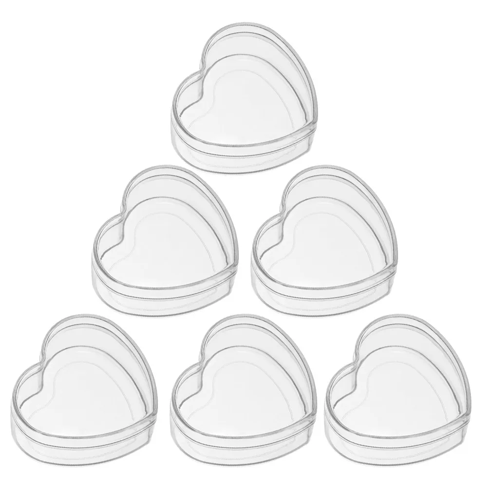 

6Pcs Heart Shaped Transparent Candy Boxes Small Favor Boxes for Wedding Birthday Party Shower DIY Crafts Clear Treat