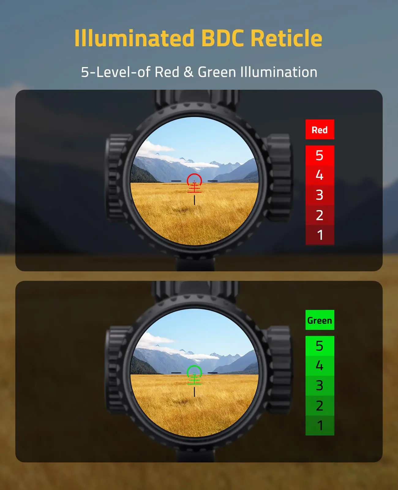 EagleFeather 1-10x24 LPVO Rifle Scope Red Green Illuminated BDC Reticle Second Focal Plane Scope with Zero Reset with 30mm Canti