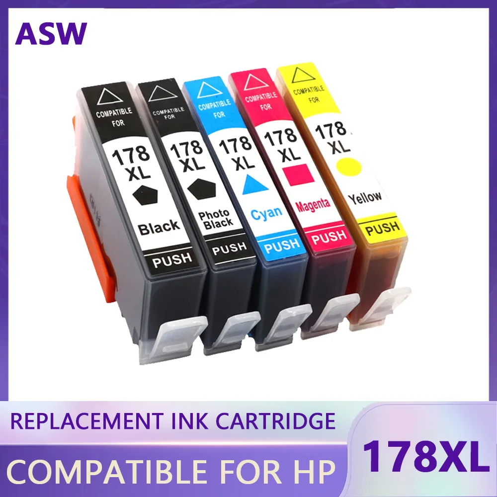 

ASW 178XL Ink Cartridge Replacement for HP 178 Photosmart B109a B010b B209 B210 3070A 7515 5515 3520 7510 4620 5510 Printer