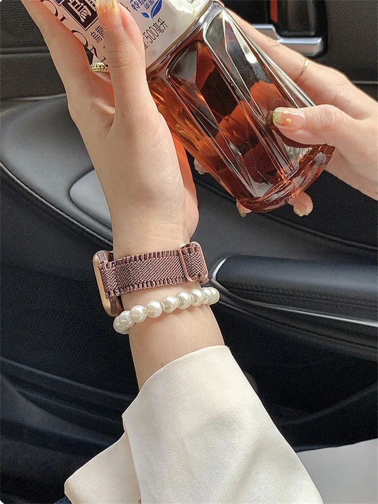 Cinturino elastico in nylon sottile carino coreano per cinturino Apple Watch 49mm 41 45mm 40 44mm 38 42 per iwatch Series 8 7 SE 6 5 Correa Band