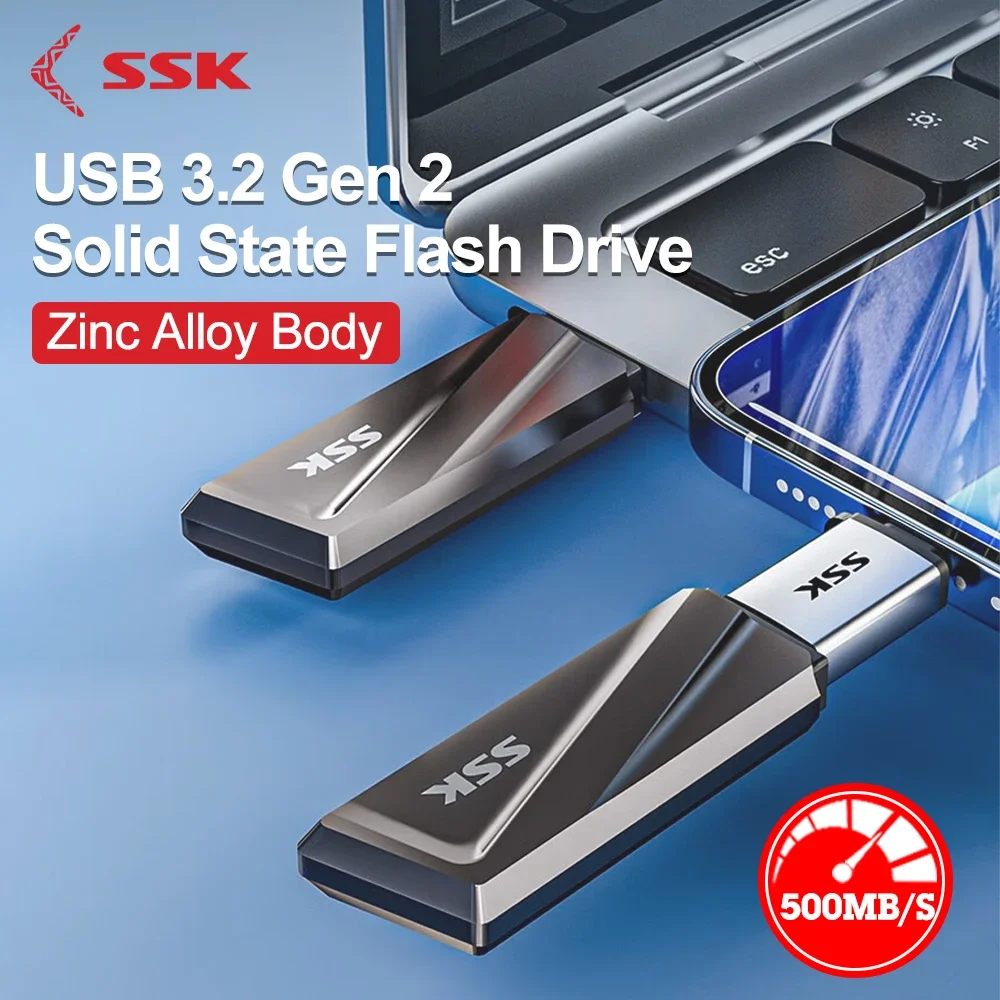 

SSK 550MB/s USB 3.2 Gen2 Solid State Pen Drive High Speed USB Type C OTG Flash Drive 2TB 1TB 512GB 256GB 128GB Pendrive For PC