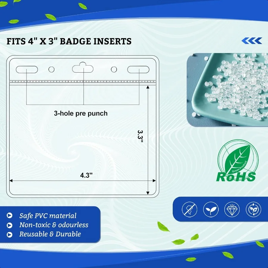 100 stuks kaartbeschermer ID-naambadgehouder 4 x 3 inch doorzichtig plastic horizontaal geen ritssluiting ID-kaarthouder