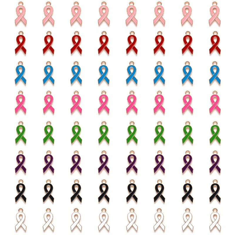 Breast Cancer Awareness Ribbon Pendant Hope Ribbon Pendants DIY Accessories for Jewelry Making Necklace Bracelet Crafts