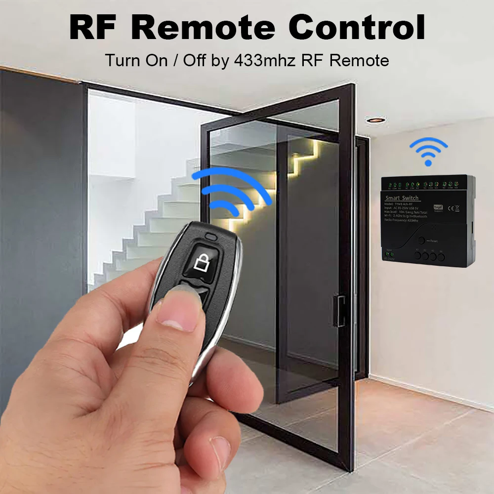 4CH Tuya Smart Wifi Schalter Modul 12V 24V 220V RF433 APP Fernbedienung 4 Kanäle Tipp Relais arbeit Mit Alexa Google Hause – Detail 9