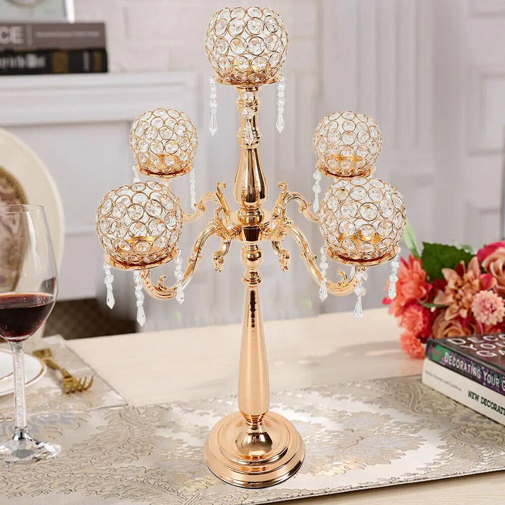 Large Wedding Decoration Supplies Candlestick 12 Heads Candelabra Centerpieces Tall Candle Holder Gold Wedding Stage 2024