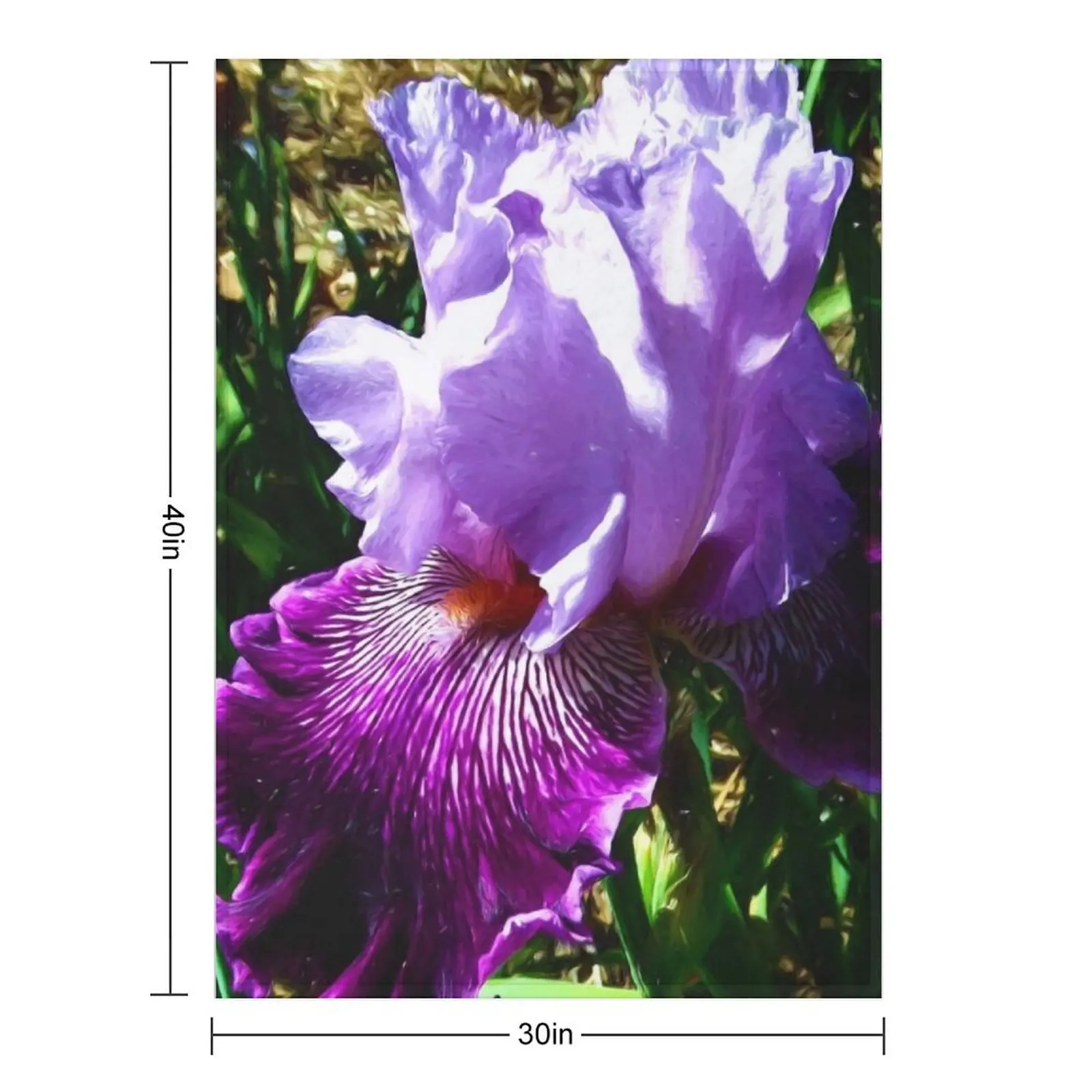 Painterly Blue & Purple Bearded Iris 4794 Throw Blanket Bed linens Bed covers Flannel Plaid Blankets