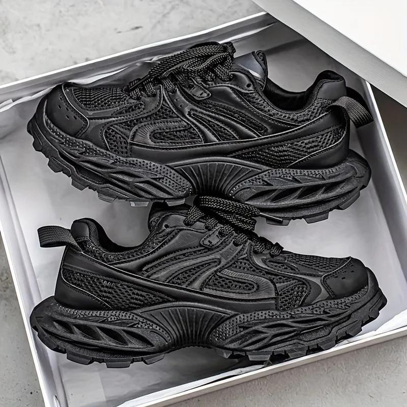 Atmungsaktive Herren-Sneaker mit dicker Sohle, Chunky-Style, Ah Gan Herrenschuhe, lässige, höhenverstellbare, beliebte Turnschuhe – Detail 1