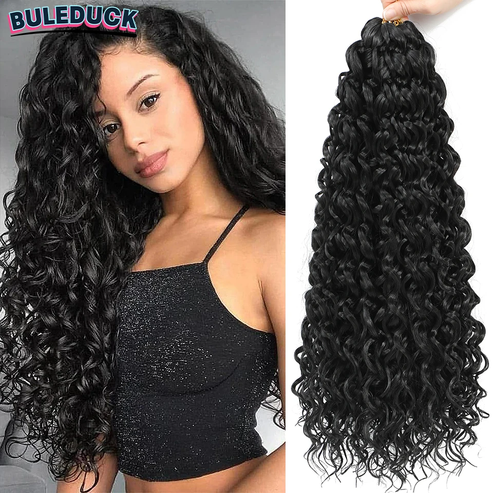 Gogo-extensiones de trenzas rizadas de ganchillo, cabello rizado de playa, ONDA DE AGUA, onda oceánica, 18 pulgadas, 1-8 paquetes