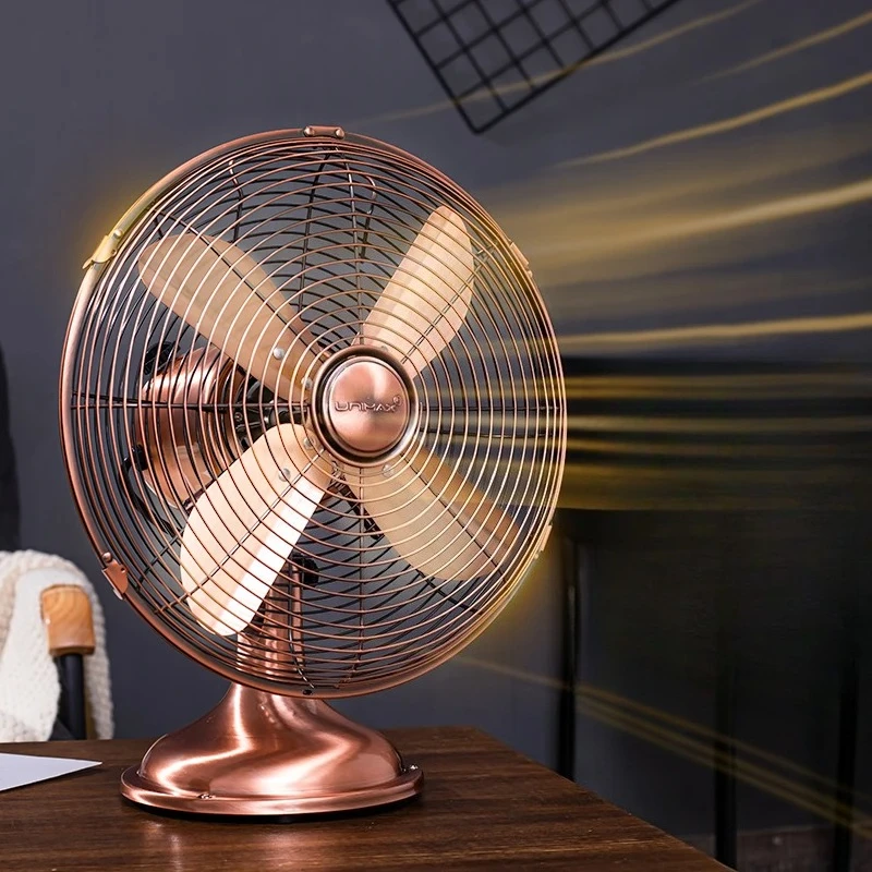 Classic Desktop Oscillating Fan, Powerful Cooling Small Desktop Fan, Suitable for Retro Decorative Appearance in Home Offices