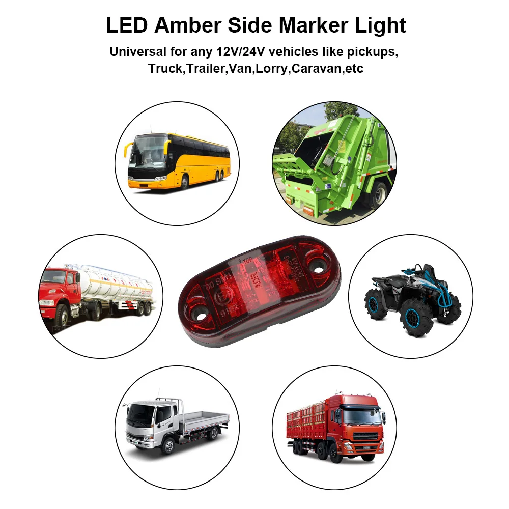 12V 24V Trailer Truck Position Clearance Lights LED Side Marker Lamp Taillight Turn Signal Brake Parking Warning Car Accessories