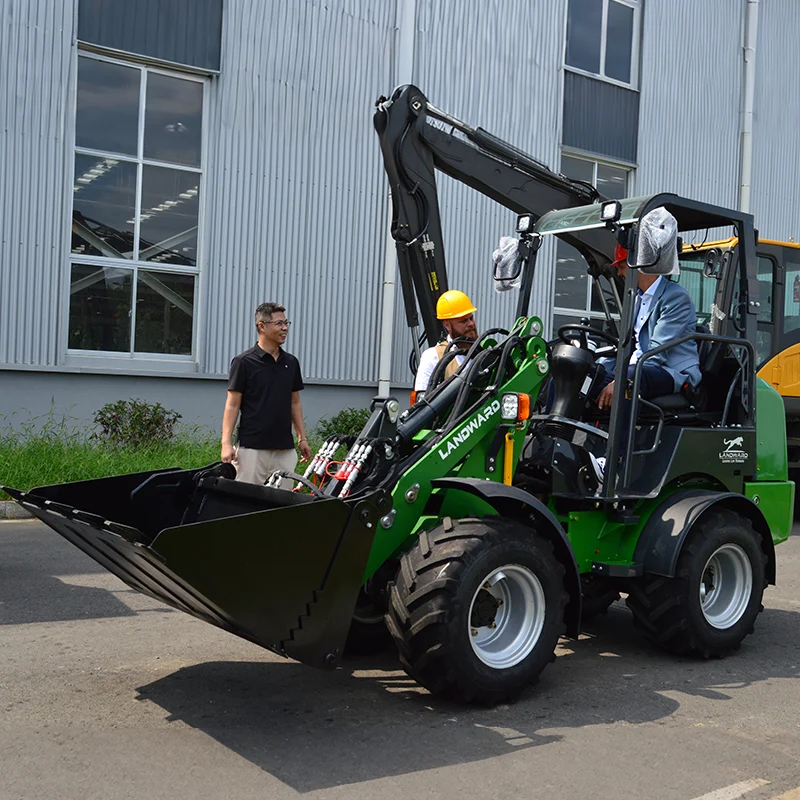 Kompaktowy ładowarka Landward, mini ładowarka, silnik Kubota Diesel zgodny z normą EPA Euro 5, ładowarka rolnicza 2 tony, ładowarka kołowa z akcesoriami, niestandardowa mini ładowarka.