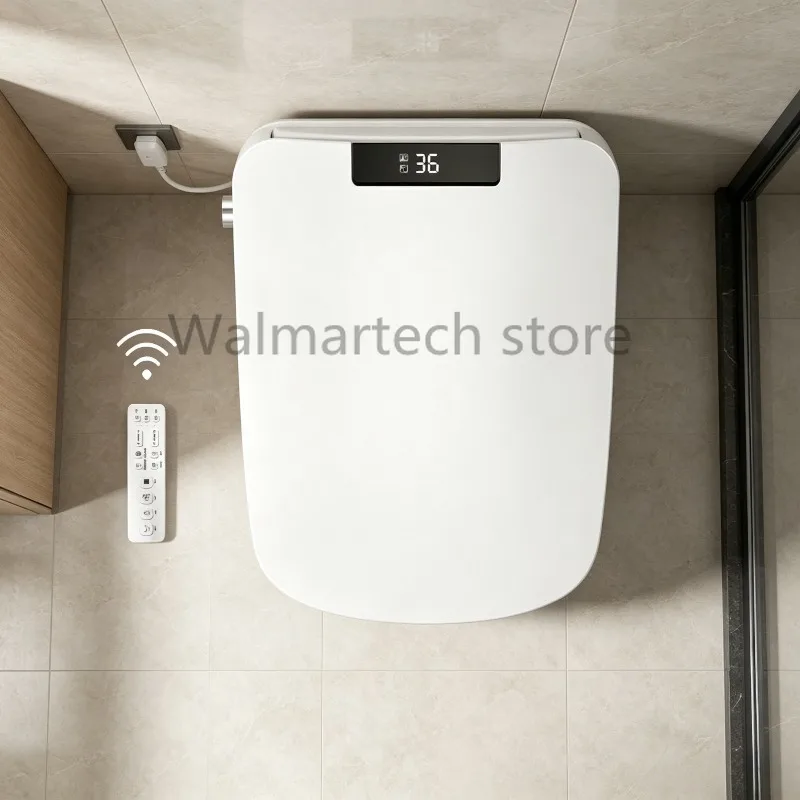 51CM Quadratischer Elektrischer Smart-Toilettensitz mit Sofortheizung, Selbstreinigung, Automatischer Trocknung und Beheizter Toilettendeckel – Maße vor Bestellung prüfen