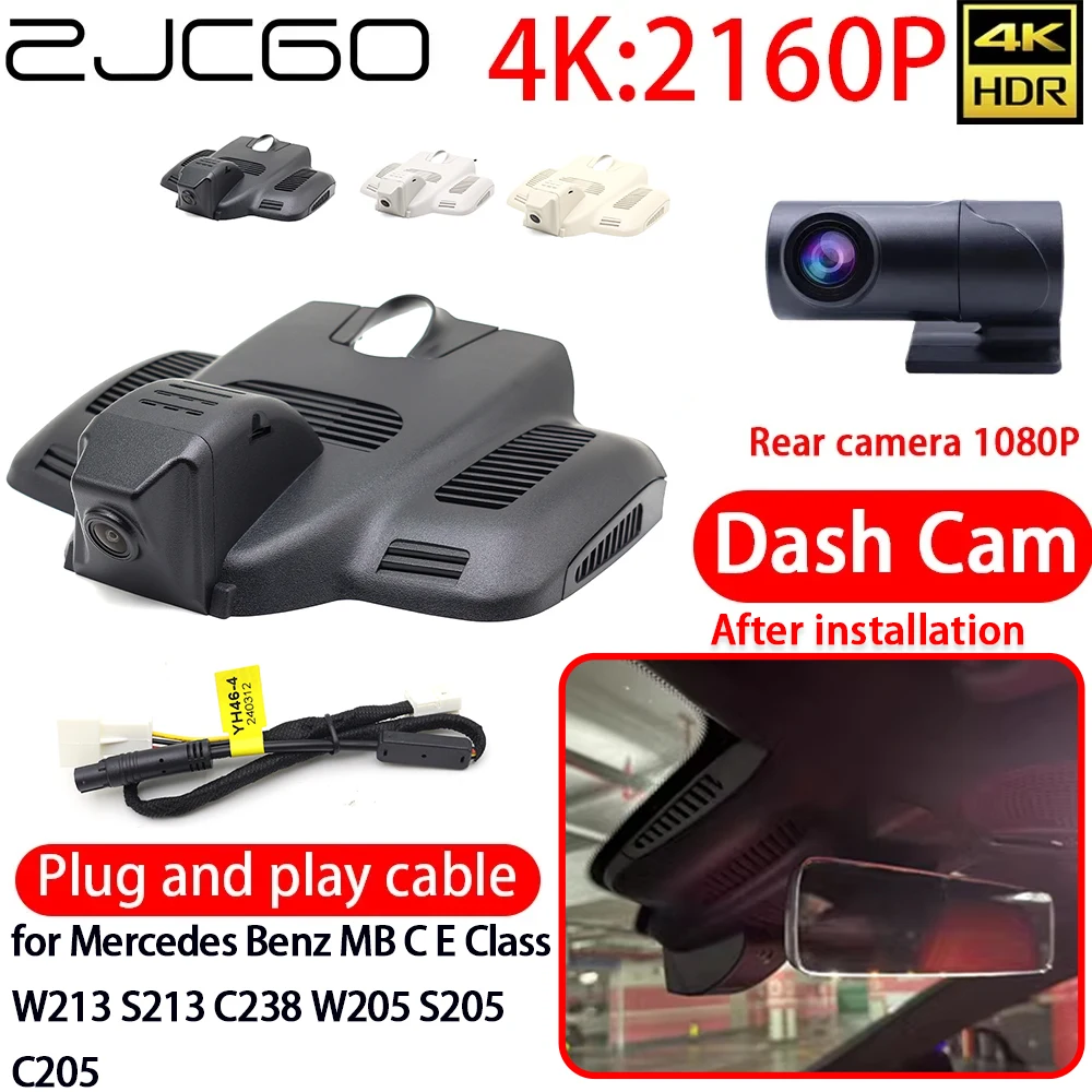 

ZJCGO 4K DVR Dash Cam Wifi Front Rear Camera 24h Monitor for Mercedes Benz MB C E Class W213 S213 C238 W205 S205 C205