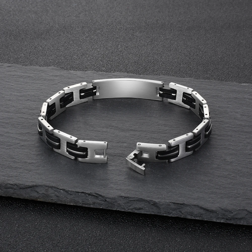 Fashion Stainless Steel Men Bracelets & Bangles Punk 210mm Length Black Men Bracelets New Dad Gift