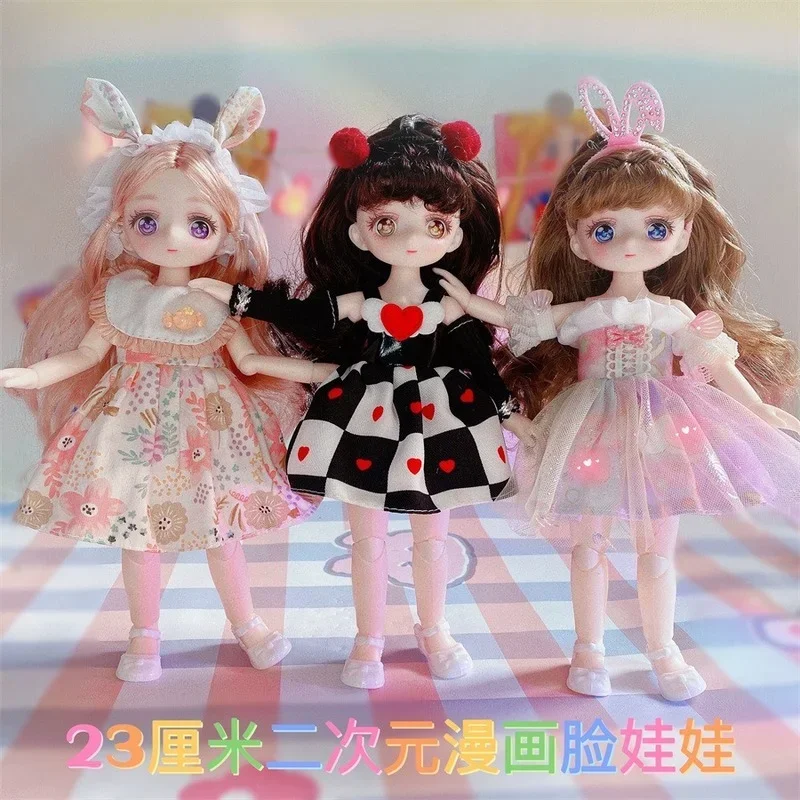 New Size 23CM Bjd Anime Style Dolls Jointed Doll Full Set with Fashion Clothes Color Eyes Birthday Gift Toys for Girl