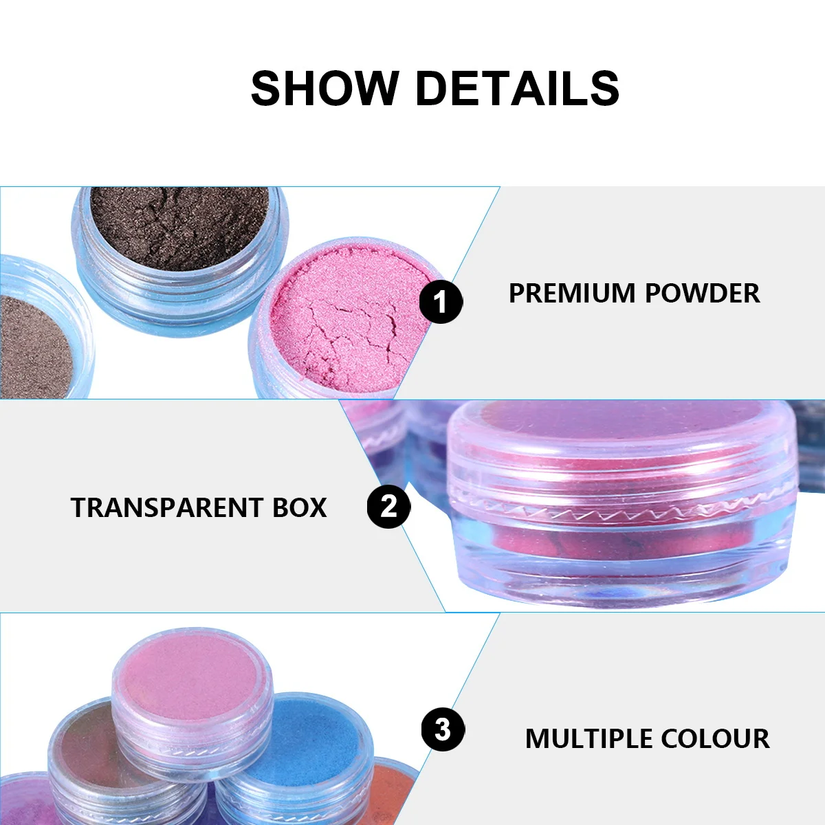 16Pcs Pearl Pigment Glitter Powder DIY Makeup Eyeshadow Lip Gloss Nail Polish Nail Art Face Pigment Eyeshadow Powder