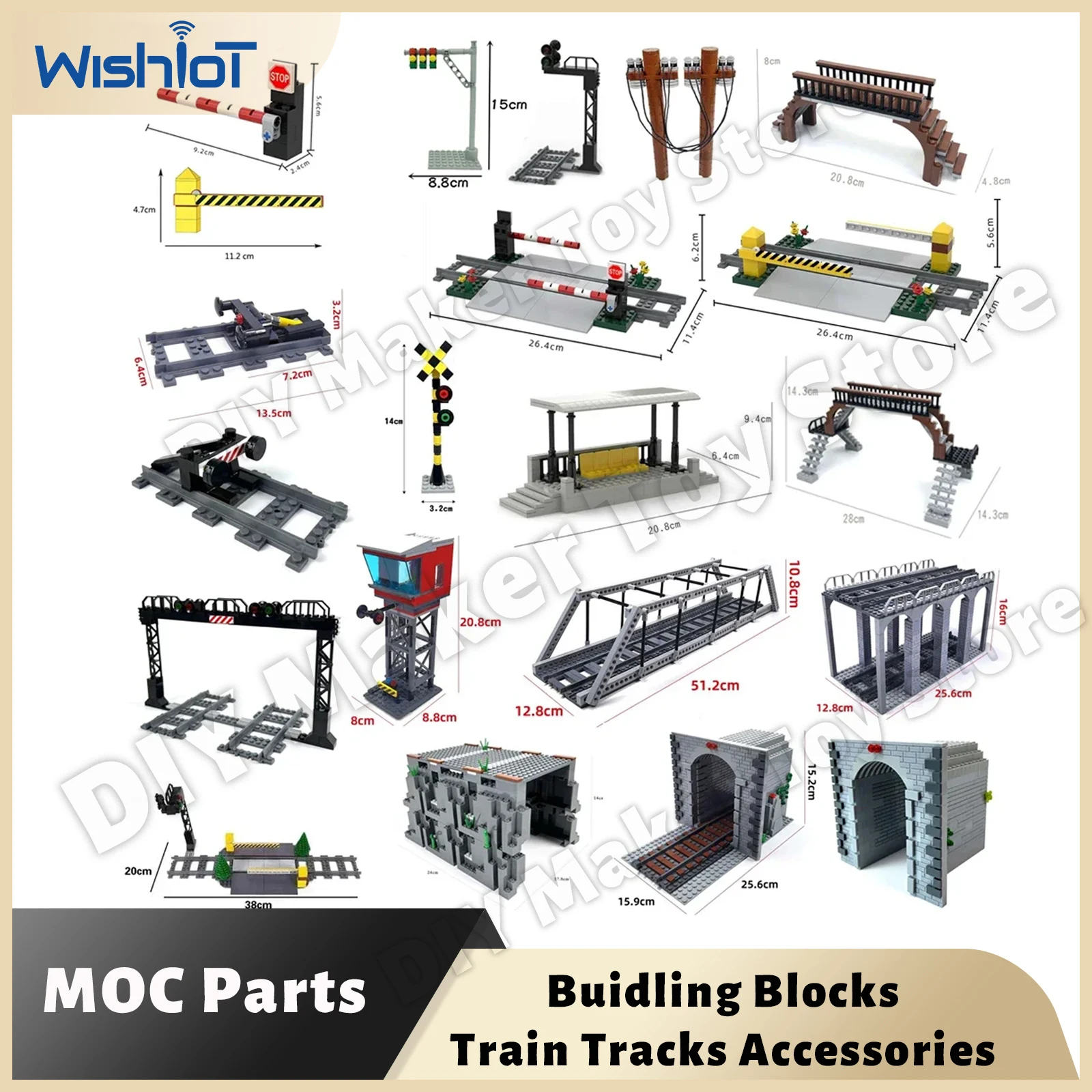 

Детали направляющих MOC, креативные строительные блоки, железнодорожная сцена, перила, переход, укрытие для ожидания, туннель, пещерные кирпичи, игрушка в подарок