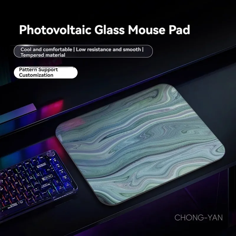 E-sports Glass Mouse Pad Customized Smooth Wear-resistant FPS E-sports Mouse Pad Photovoltaic Glass Mouse Pad Gamer Accessories