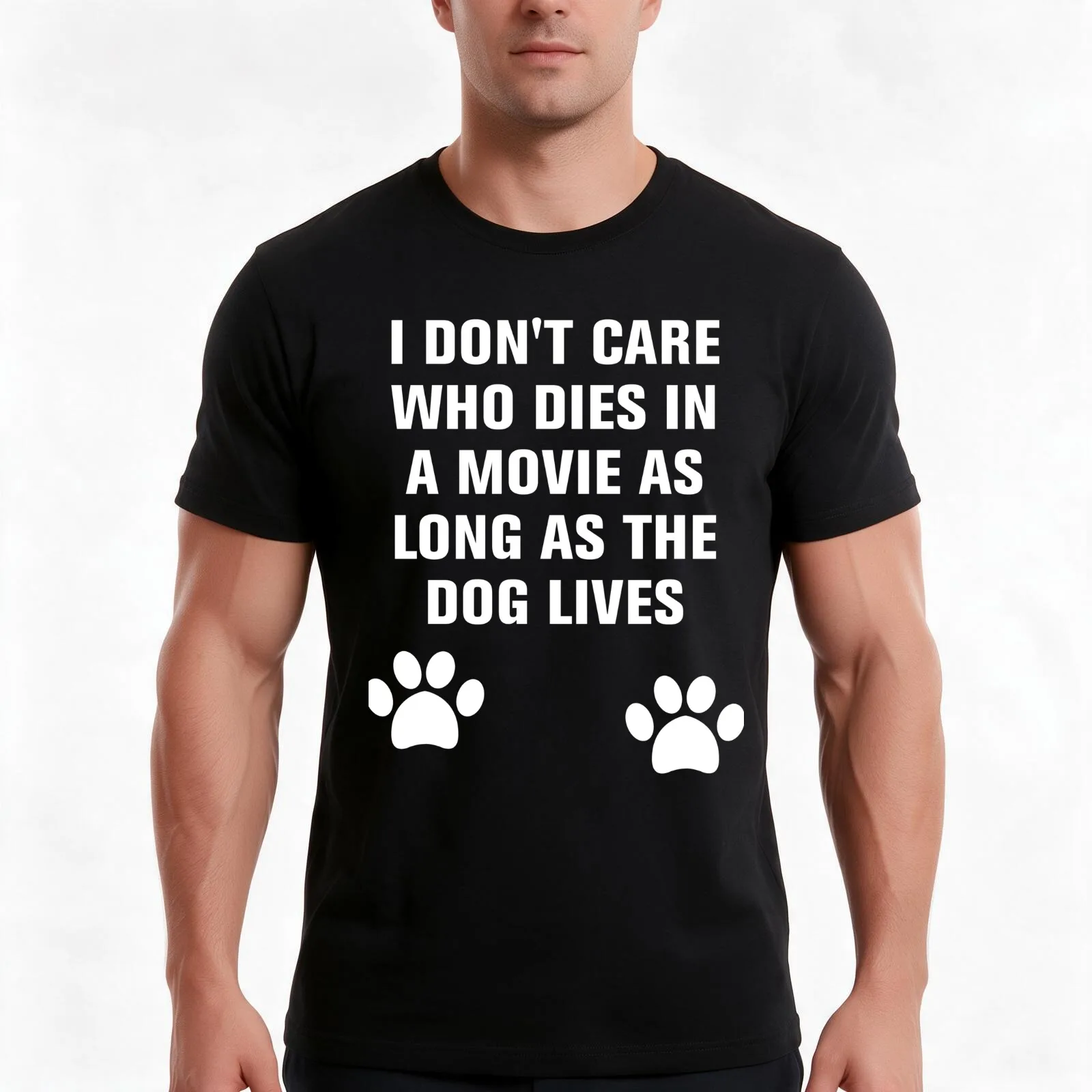 I don't care who dies in a movie as long as the dog lives T-Shirt, Summer Casual Cotton Tee, Oversized Streetwear Tops