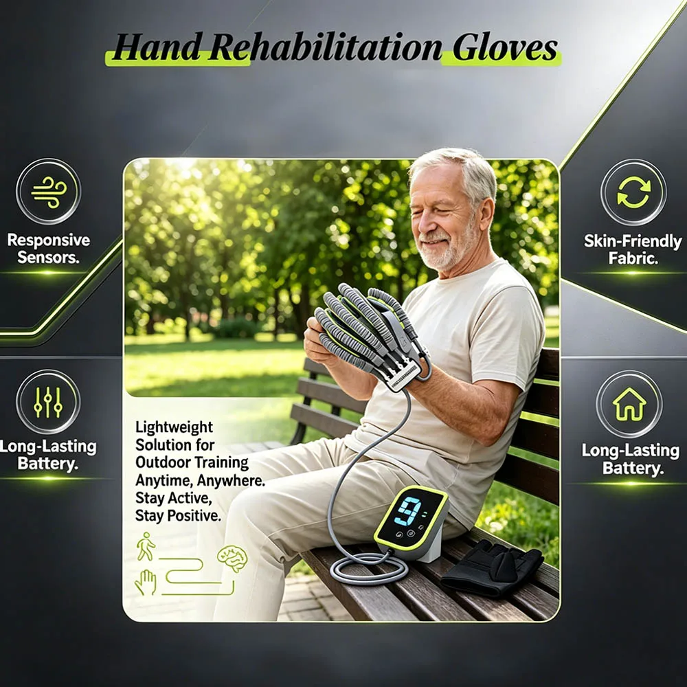 Portable Hand Rehabilitation Gloves, Intelligent Rehab Glove Pneumatic Drive Even Pressure Charging Hand Training Equipment