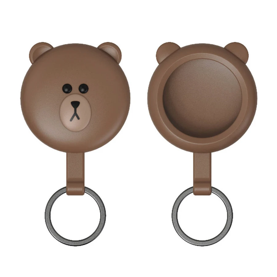 Cute Bear Print Silicone Case Keychain Protective for Airtag Tracker Locator Device Anti-lost For airtag air tag Case llavero