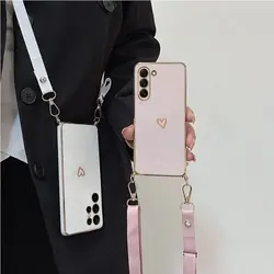 S 23 24 22 20 Love Heart Crossbody Lanyard Case On For Samsung Galaxy S21 S20 S23 S22 Plus Fe Ultra s21fe Cover Note 10 20 Plus