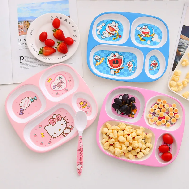 Sanrio Hello Kitty Dinner Plate My Melody Anime Baby Children Kawaii Saucer Tableware Cute Fruit Plates Cartoon Snacks Tray Gift