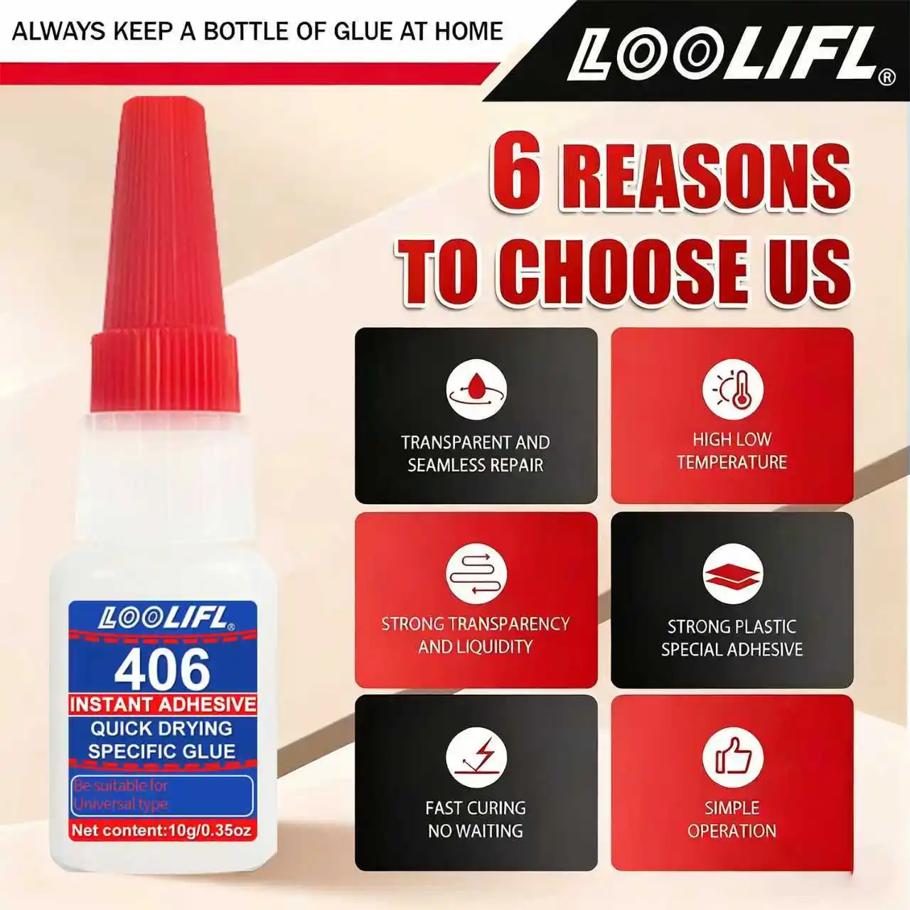 LOOLIFL 1-10PCS 406 Super Glue Plastic Professional Adhesive Transparent Cyanoacrylate Glue Fast Drying  Long Lasting Bonding