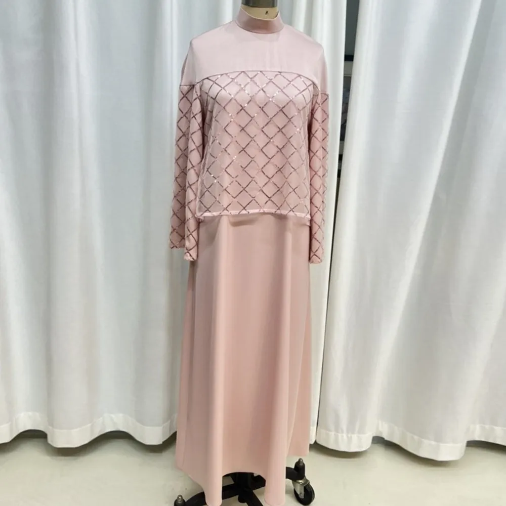 

Ramadan Eid Mubarak Kaftans Evening Dresses For Women Satin Abaya Dubai Turkey Islam Arabic Muslim Dress Robe Djellaba Femme