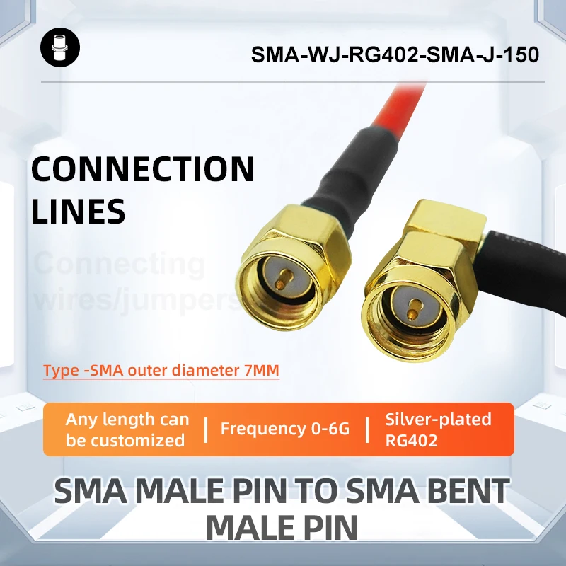 SMA male pin to SMA bent male pin waterproof silver-plated RG402 RF adapter cable