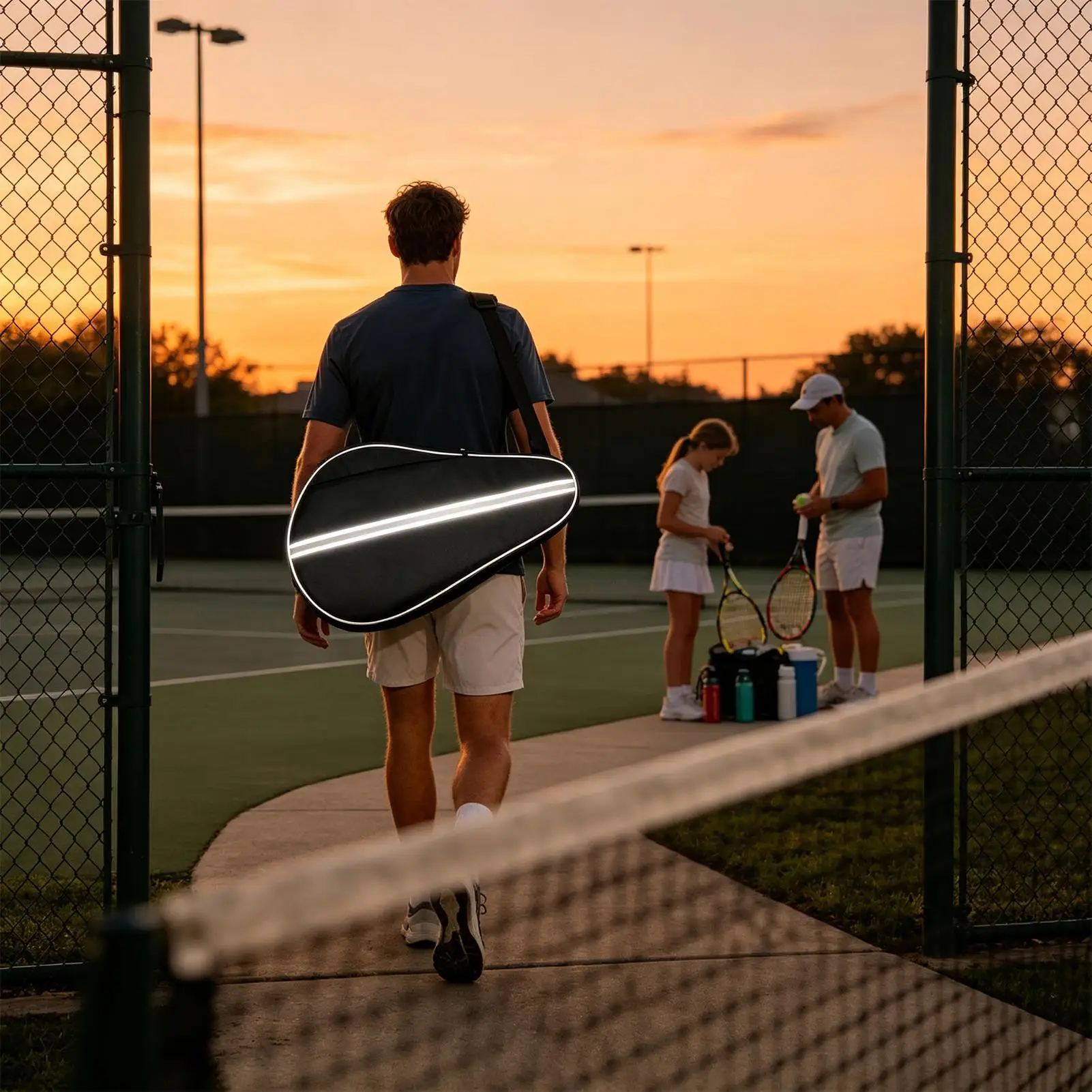 Funda para raqueta de tenis, ajustable, acolchada, portátil, con cierre, reflectante, para guardar raquetas, mochila de viaje para gimnasio, parque, club, estadio, playa y campo.
