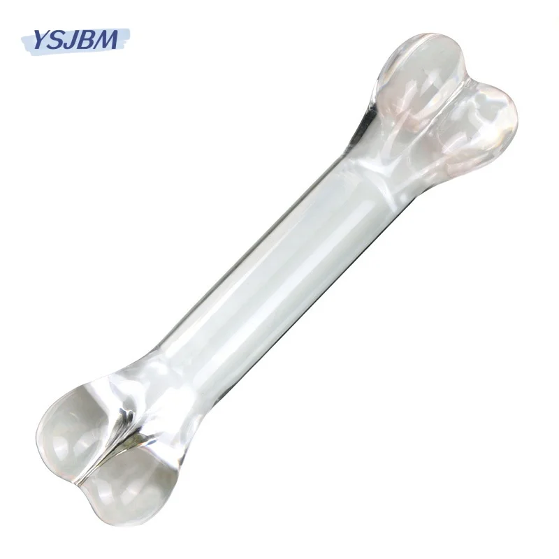 Dildo de Vidro Erótico para Mulheres, Pênis Falso Realista com Duo de Cristal, Bastão Ósseo Grande, Plug Anal, Massagem Vagina e Peep, Brinquedos Sexuais