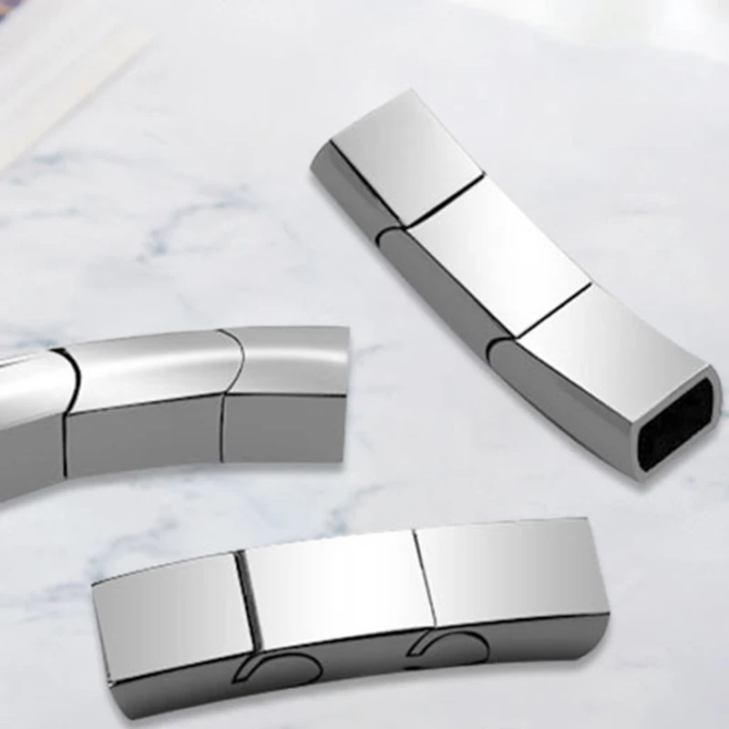 10pcs Extended Stainless Steel Clasp Three Parts Magnetic Clasps 12*6mm 8*5mm Hole for Bracelet DIY Jewelry Making Accessories