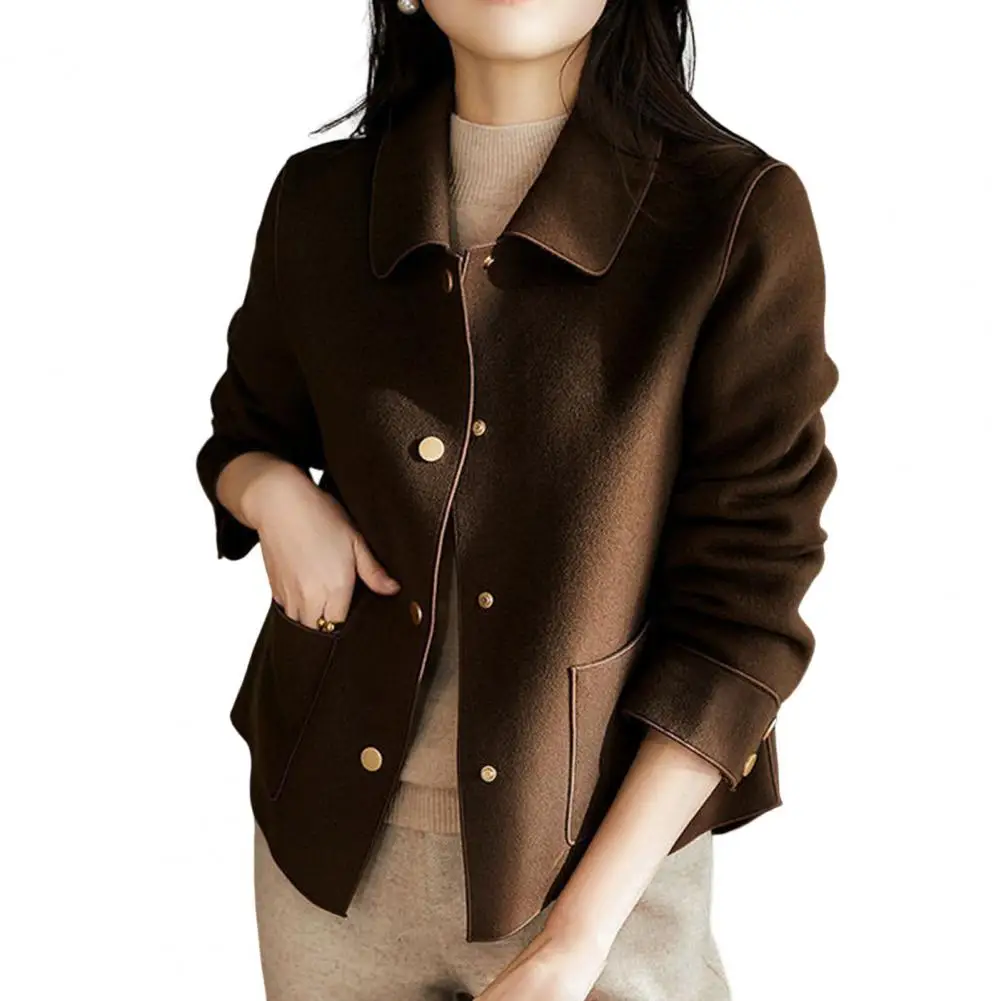 Fashion Elegant Women Coat New Korean Version Simple Solid Color Woolen Coat Temperament Loose Autumn Short Jacket Women 2023