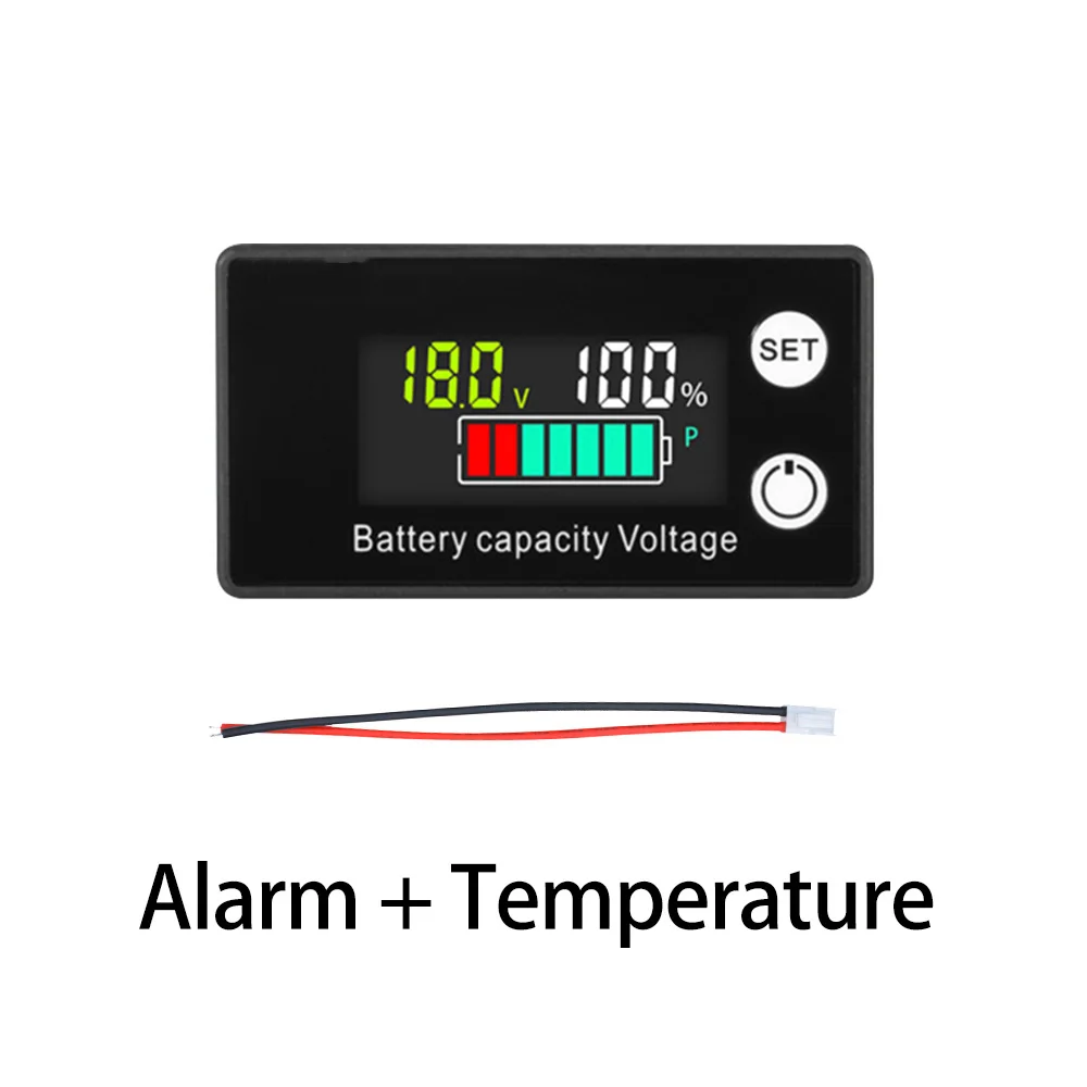 Indicateur de capacité de batterie LCD 6133A, alarme de température, DC 8V-100V, plomb-acide, lithium, voltmètre veFePO4, jauge de tension, version