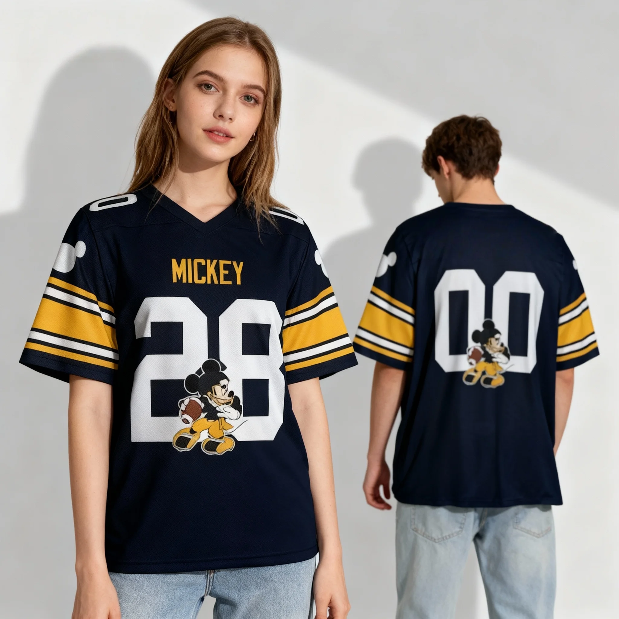 25/26 Nuovo Disney Mickey Elementi di vendita caldi Maglia da calcio T-shirt estiva T-shirt trendy per adulti da donna e da uomo oversize