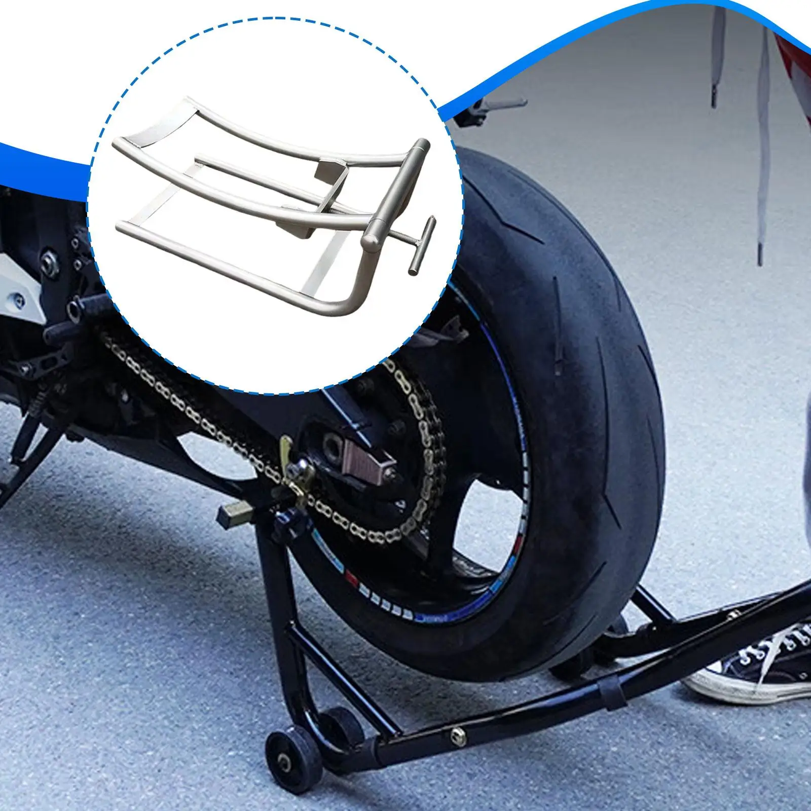 

Motorcycle Rear Front Wheel Lift Stand Steel Rotary Aid Mobile Support for Garage Workshop Tire Maintenance