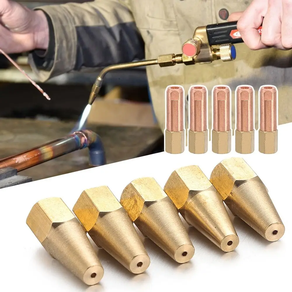 5pcs Gas Brazing Torch Nozzle H01-2 Oxygen Welding Torch Tip Propane Acetylene Welding Accessory Pure Copper Cutting 1 2 3 4 5#