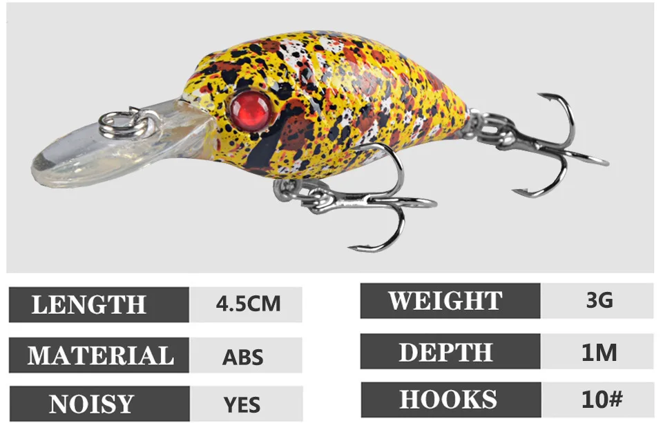 1PCS 4.5cm 3g Crankbait Fishing Lure Quality Minnow Lure 3D Eyes Plastic Hard Bait Pesca Artificial Jig Wobblers Fishing Bait