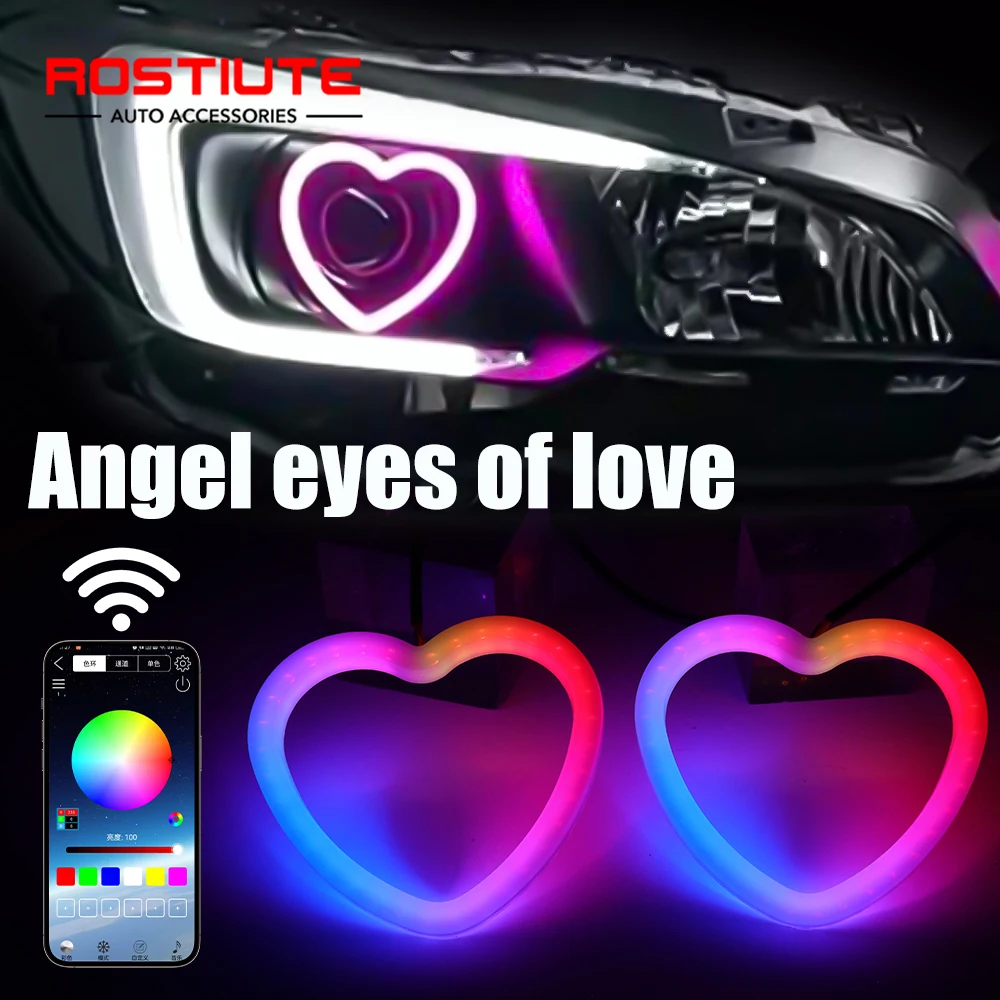 

Хлопковые кольца Angel Eyes RGB 90 мм Halo с янтарным указателем поворота DRL Дневные ходовые огни Светодиодные фары Angel Eyes Управление через приложение