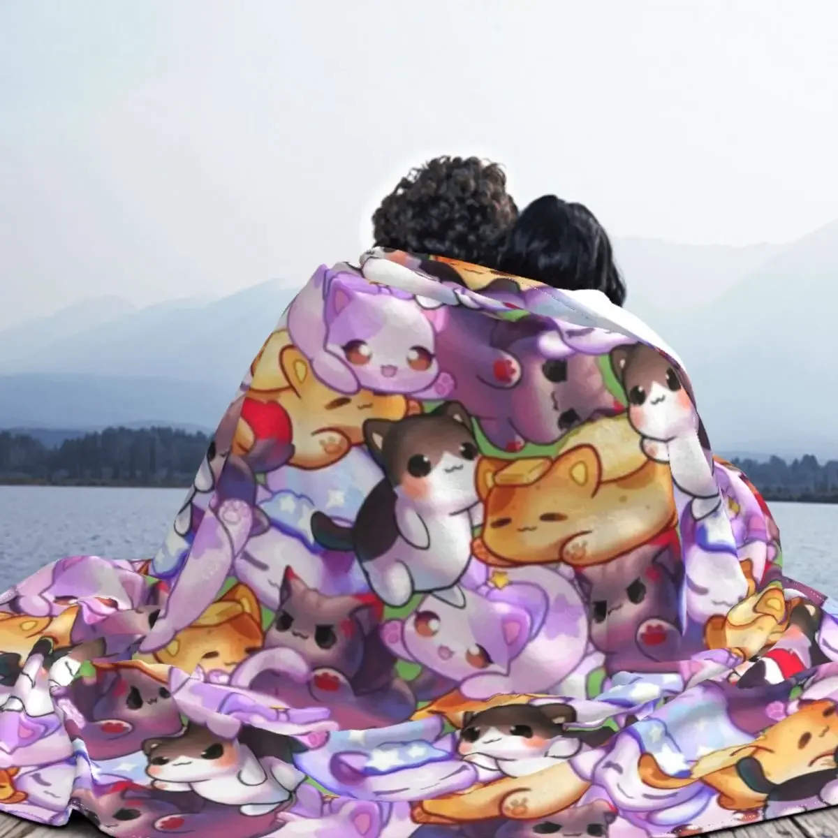 Aphmau Meow Plushies Anime Cats Throw Blanket Cartoon Modern Bedding Cozy Warm Plush Lightweight Fuzzy Couch Blanket Gifts