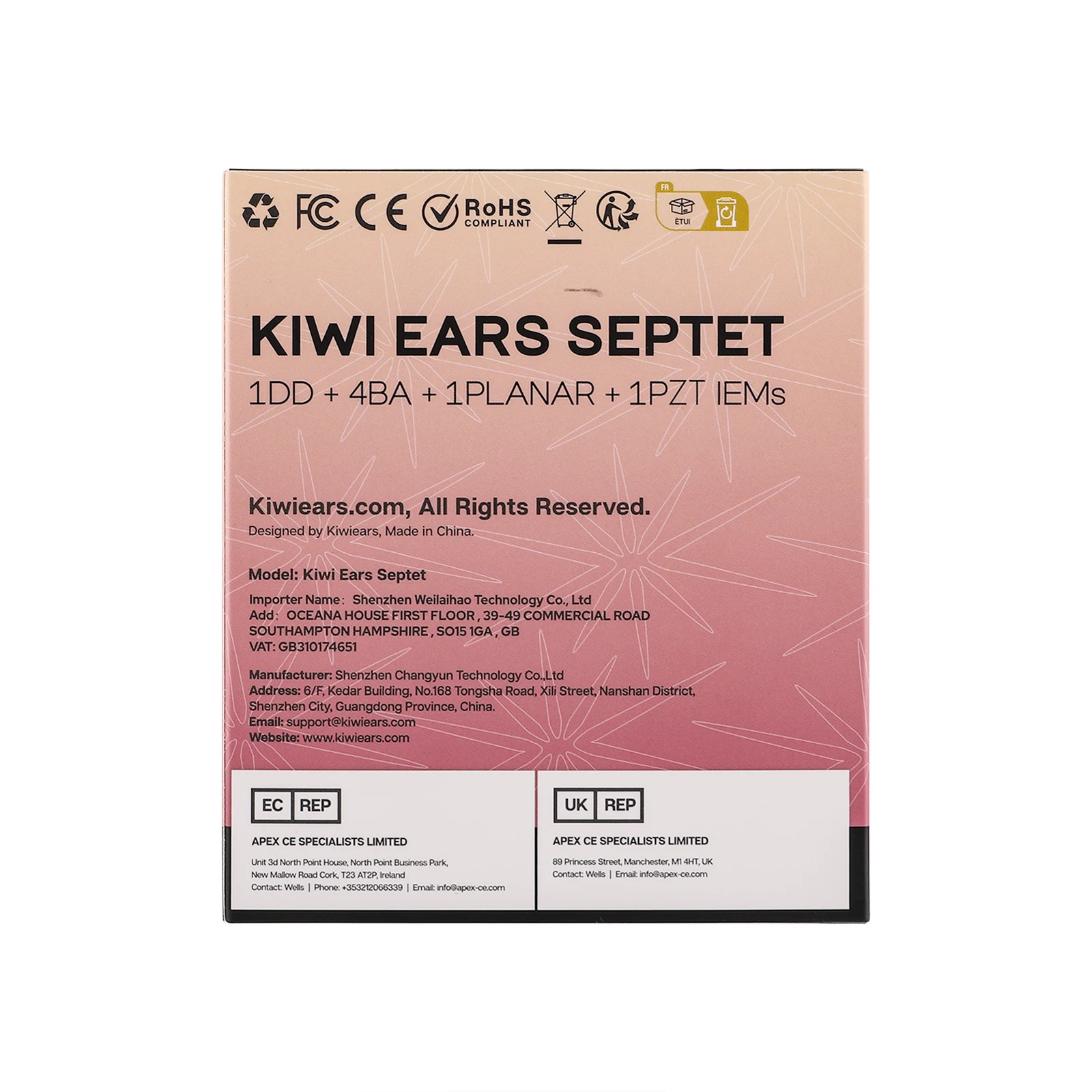 Kiwi Ears Septet 1DD+4BA+1 Planar+1 PZT Quadbrid IEM Kopfhörer Kabelgebundene Ohrhörer mit ansprechender und symmetrischer Tonabgleich – Detail 14